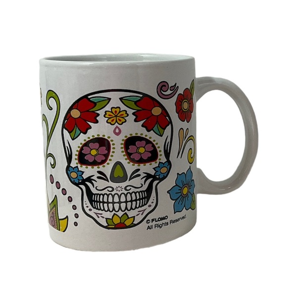 Sugar Skull Coffee Mugs Day of the Dead Set of 2 Gift Box - Picture 4 of 6